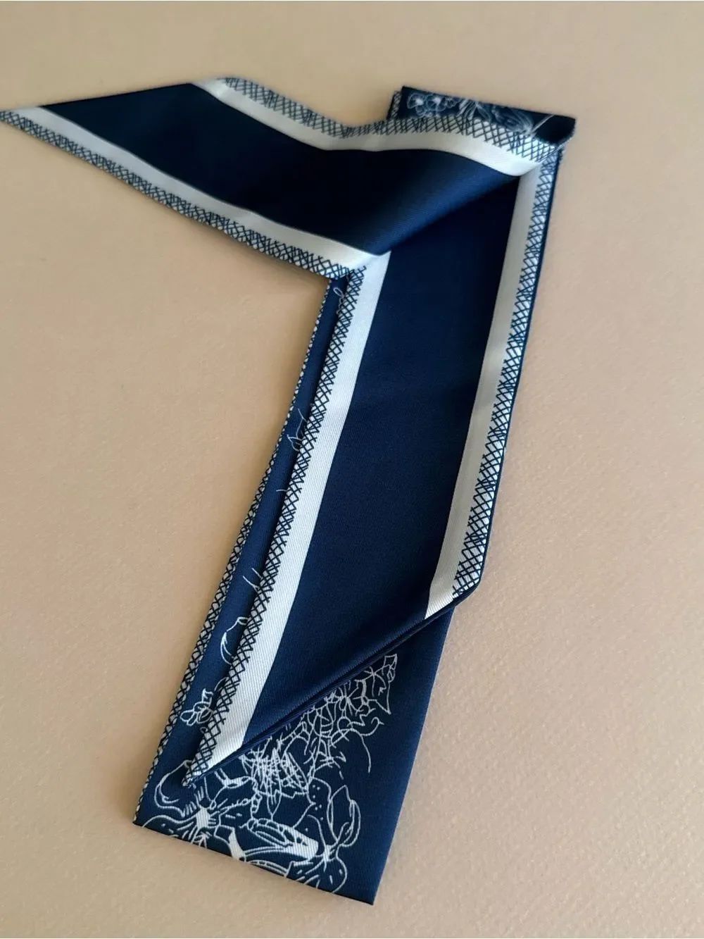 Navy Floral Scarf M1589 - Picture 5 of 6